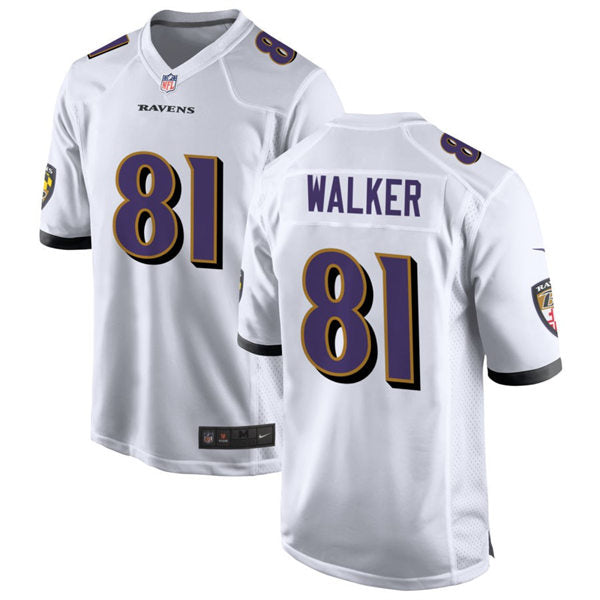 Men’s Baltimore Ravens #81 Devontez Walker Nike White Vapor Limited Player Jersey