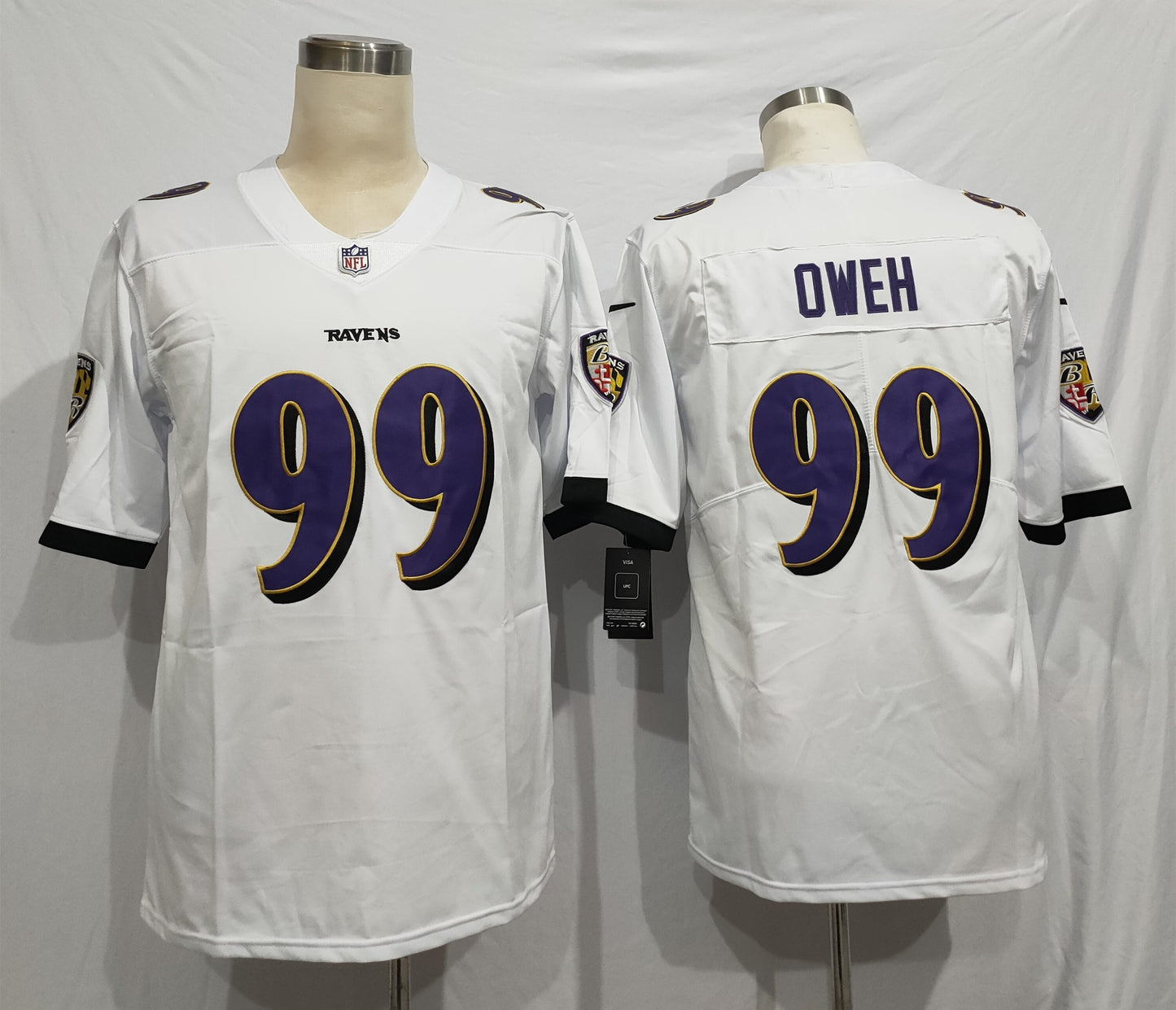 Men’s Baltimore Ravens Odafe Oweh #99 White Jersey