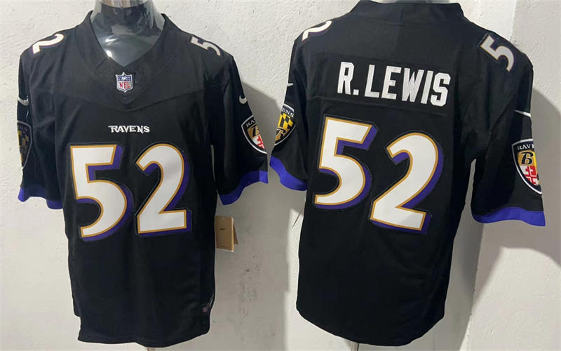 Men’s Baltimore Ravens Retired Player #52 Ray Lewis Nike Black Alternate Vapor F.U.S.E Limited Jersey
