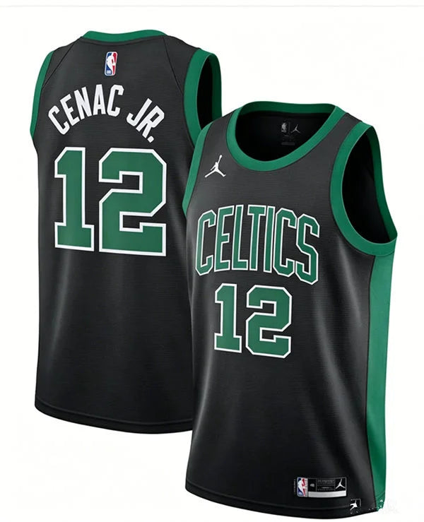 Mens Boston Celtics #12 Chris Cenac Jr. Black Statement Edition Swingman Jersey