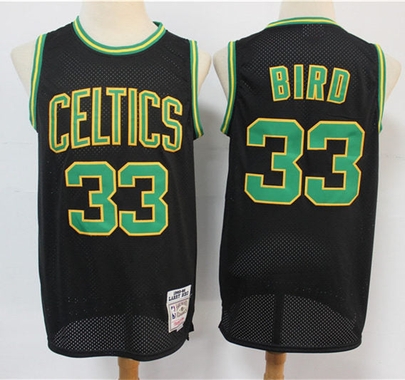 Men’s Boston Celtics #33 Larry Bird Mitchell & Ness 1985-86 Black Reload Hardwood Classics Jersey
