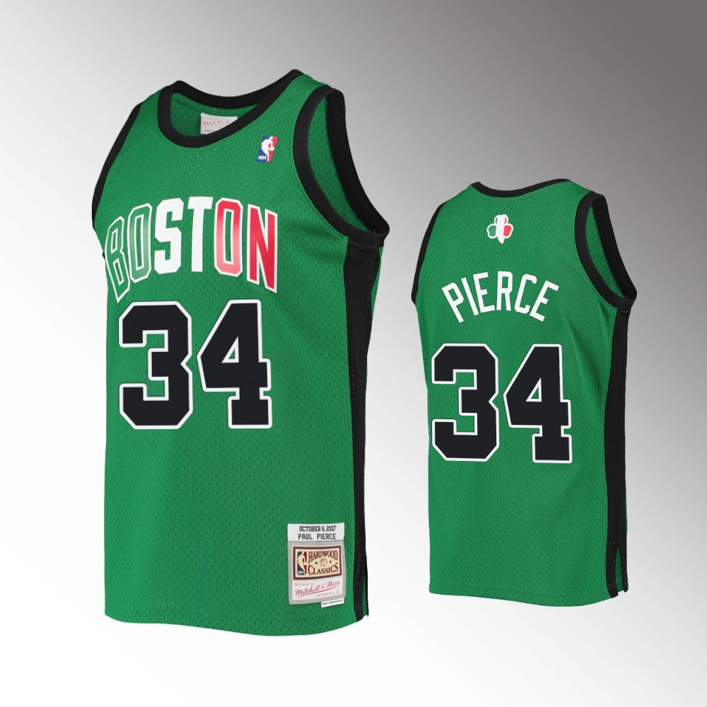 Men’s Boston Celtics #34 Paul Pierce Kelly Green 2007-08 Hardwood Classics Alternate Jersey