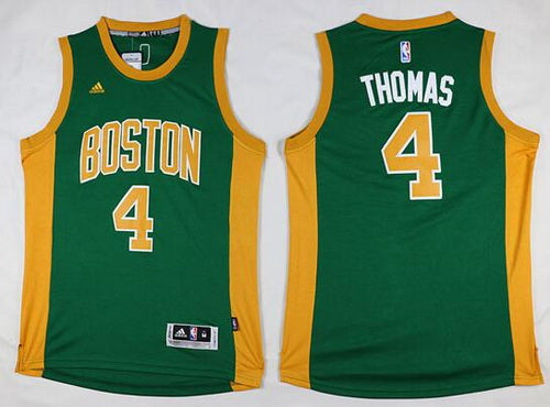 Men’s Boston Celtics #4 Isaiah Thomas Revolution 30 Swingman New Green With Gold Jersey