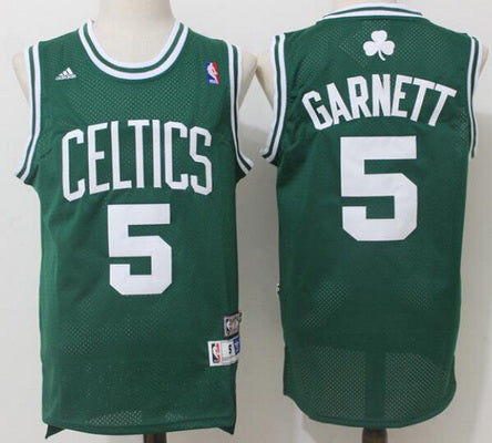 Men’s Boston Celtics #5 Kevin Garnett Green Hardwood Classics Soul Swingman Stitched NBA Throwback Jersey