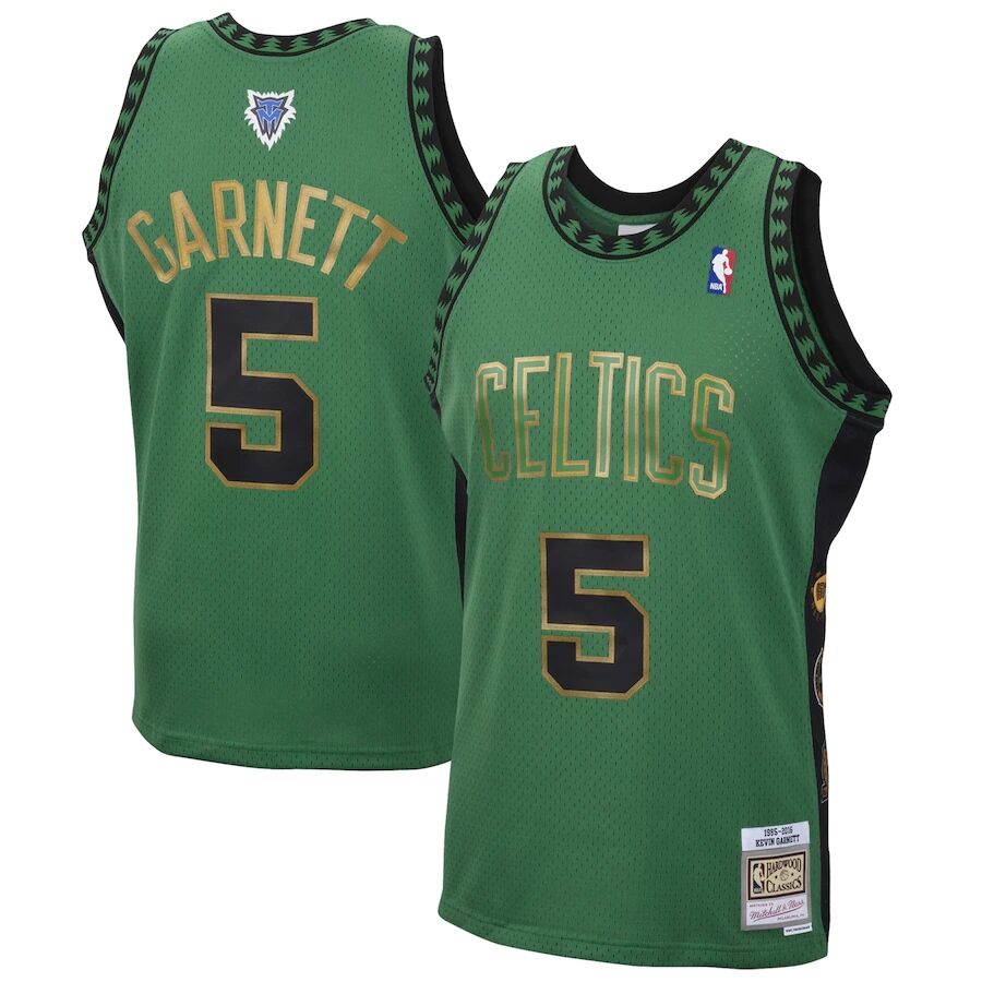 Men’s Boston Celtics #5 Kevin Garnett Green Special Edition 2020 Hardwood Classics Swingman Jersey – Green