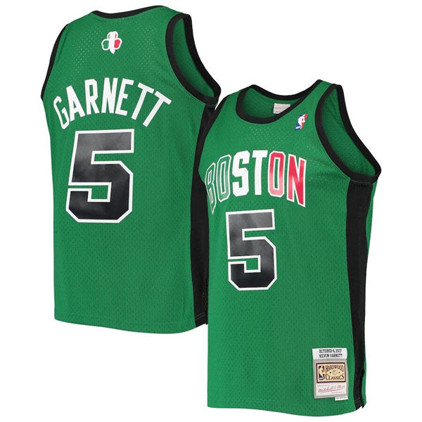 Men’s Boston Celtics #5 Kevin Garnett Kelly Green 2007-08 Hardwood Classics Alternate Jersey