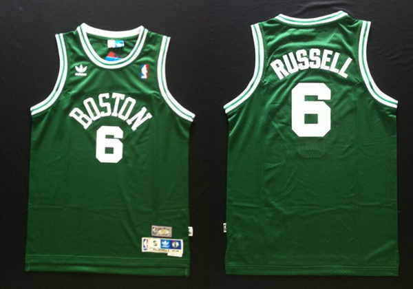 Men’s Boston Celtics #6 Bill Russell Green Throwback Swingman Jersey