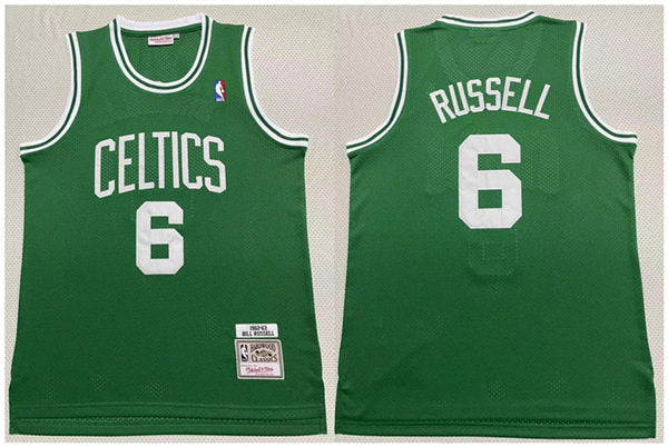 Men’s Boston Celtics #6 Bill Russell Kelly Green Mitchell & Ness 1962-63 Hardwood Classics Swingman Jersey