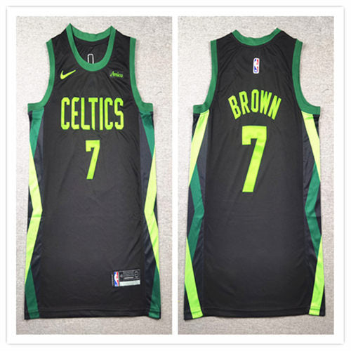 Mens Boston Celtics #7 Jaylen Brown 2024-25 Black City Edition Jersey