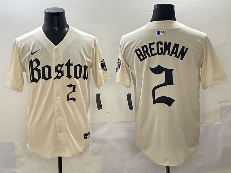 Men’s Boston Red Sox Alex Bregman #2 Cream Jersey