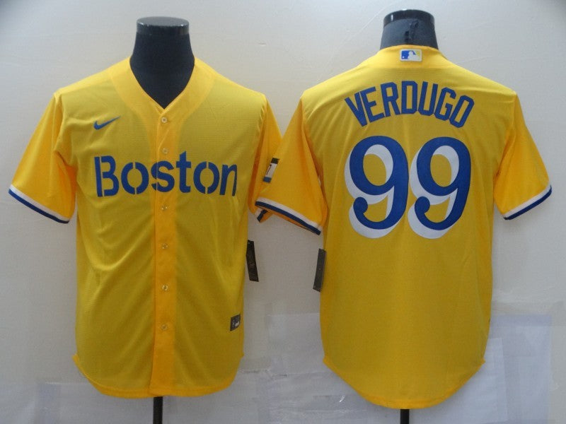 Men’s Boston Red Sox Alex Verdugo #99 Yellow Baseball Jersey