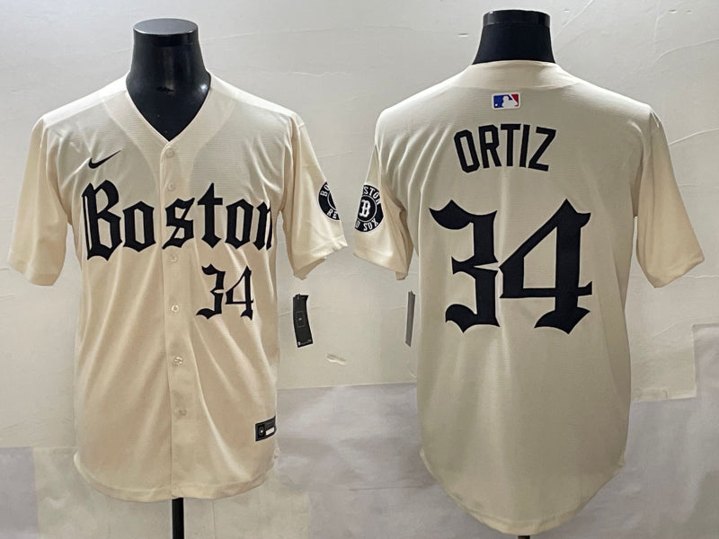 Men’s Boston Red Sox David Ortiz #34 Cream Jersey