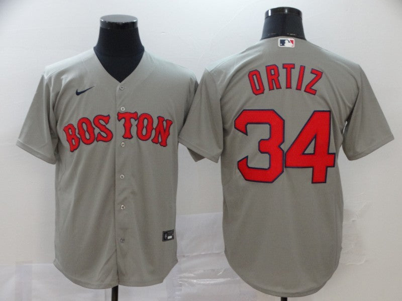 Men’s Boston Red Sox David Ortiz #34 Gray Baseball Jersey