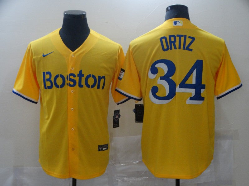 Men’s Boston Red Sox David Ortiz #34 Yellow Baseball Jersey