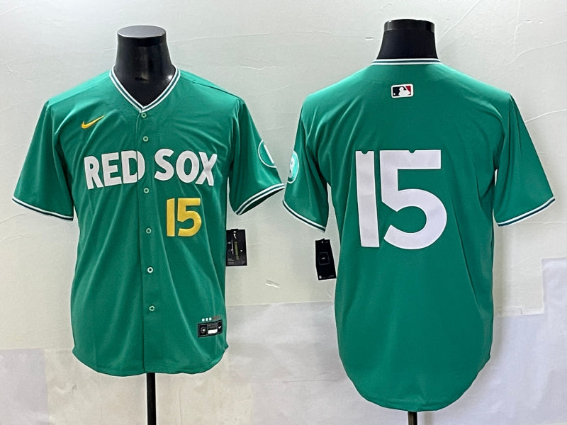 Men’s Boston Red Sox Dustin Pedroia #15 Green 2025 City Connect Limited Jersey