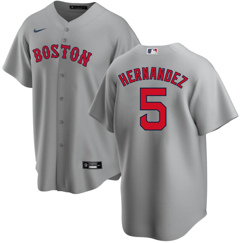 Men’s Boston Red Sox Enrique Hernandez #5 Gray Baseball Jersey