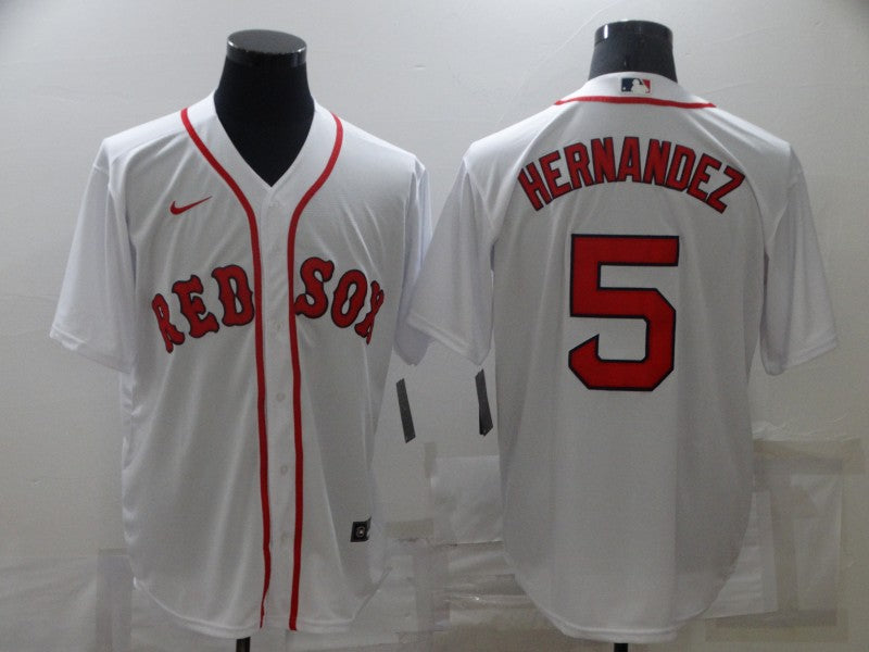 Men’s Boston Red Sox Enrique Hernandez #5 White Baseball Jersey