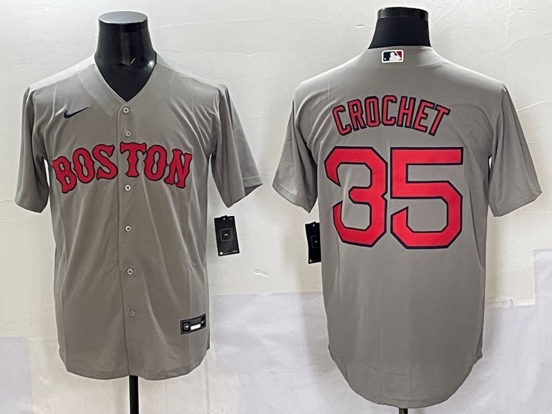 Men’s Boston Red Sox Garrett Crochet #35 Gray Jersey
