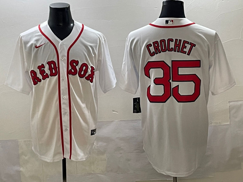 Men’s Boston Red Sox Garrett Crochet #35 White Home Jersey