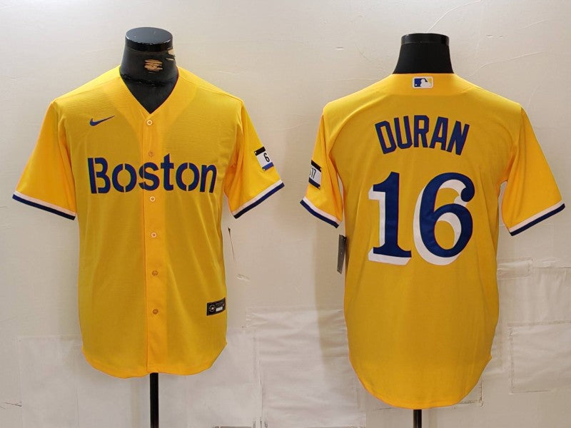 Men’s Boston Red Sox Jarren Duran #16 Gold City Connect Limited Jersey