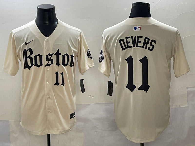 Men’s Boston Red Sox Rafael Devers #11 Cream Jersey
