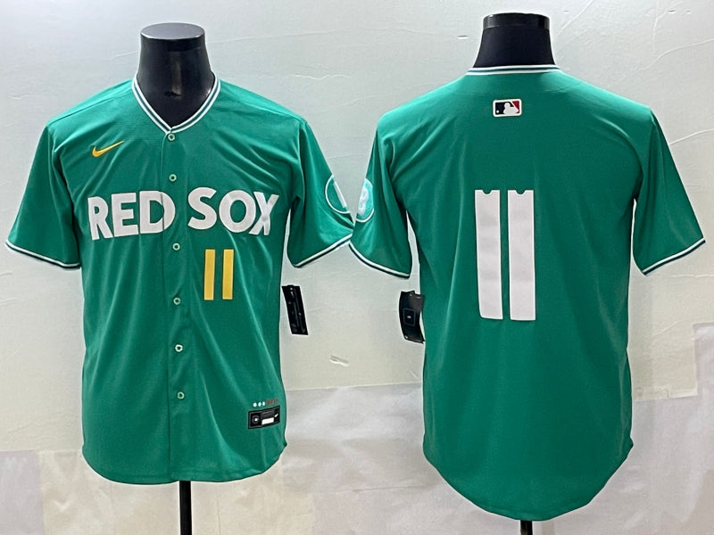 Men’s Boston Red Sox Rafael Devers #11 Green 2025 City Connect Limited Jersey