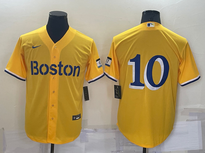 Men’s Boston Red Sox Trevor Story #10 Gold City Connect Jersey
