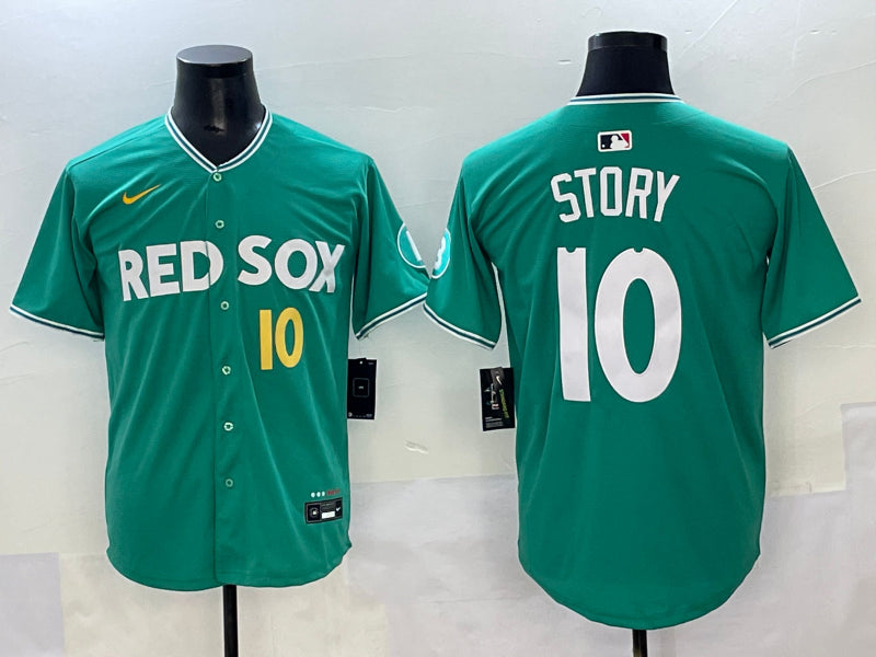 Men’s Boston Red Sox Trevor Story #10 Green 2025 City Connect Limited Jersey