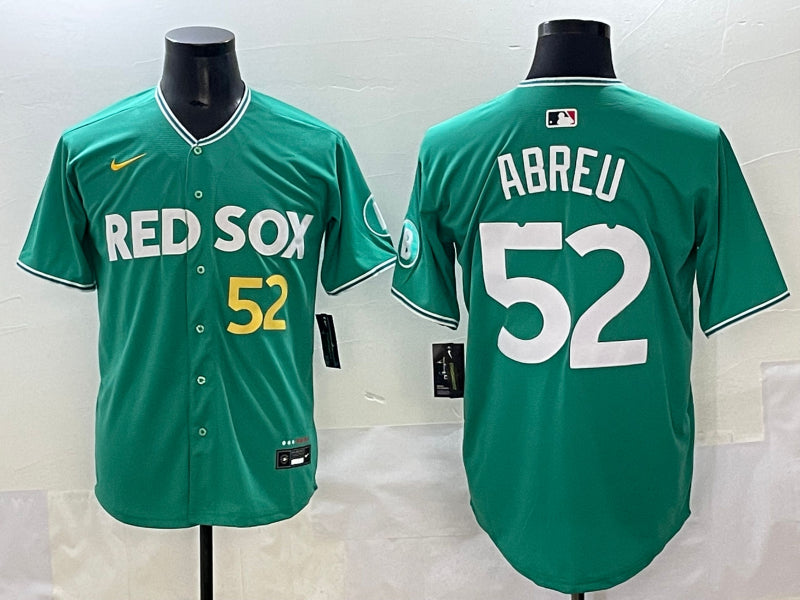 Men’s Boston Red Sox Wilyer Abreu #52 Green 2025 City Connect Limited Jersey