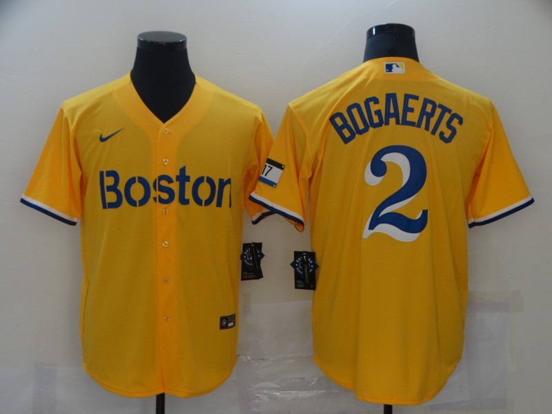 Men’s Boston Red Sox Xander Bogaerts #2 Yellow Baseball Jersey