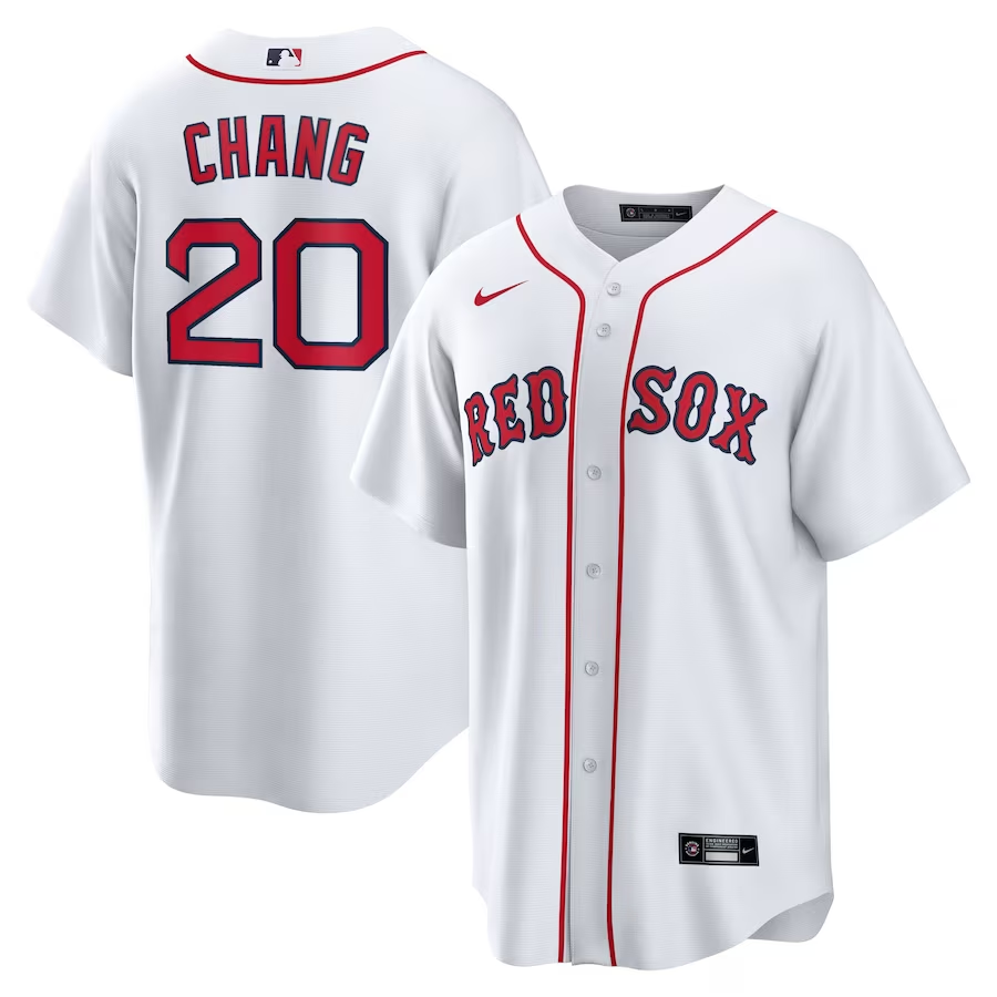 Men’s Boston Red Sox Yu Chang #20 White Home Jersey