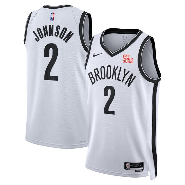 Mens Brooklyn Nets #2 Cameron Johnson Nike White Association Edition Player Jersey