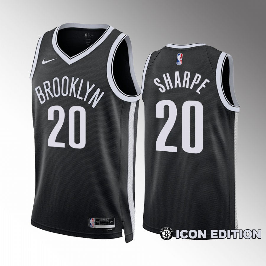 Mens Brooklyn Nets #20 Day’Ron Sharpe Nike Black Icon Edition Player Jersey