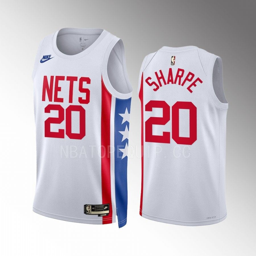 Mens Brooklyn Nets #20 Day’Ron Sharpe Nike White 2022-23 Classic Edition Swingman Jersey