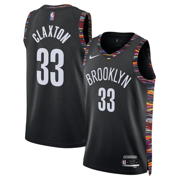 Mens Brooklyn Nets #33 Nic Claxton 2025-26 Black City Edition Swingman Jersey
