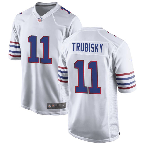 Mens Buffalo Bills #11 Mitch Trubisky Nike White Alternate Retro Vapor Limited Jersey