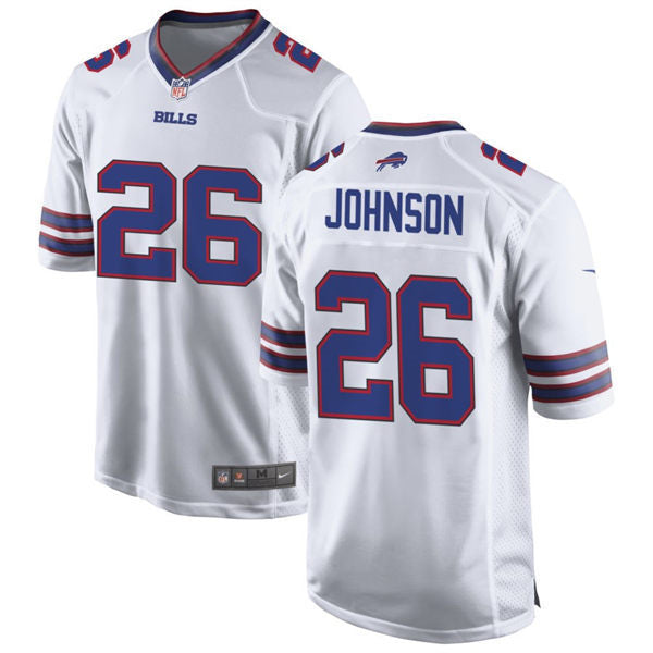 Mens Buffalo Bills #26 Ty Johnson Nike White Away Vapor Limited Jersey