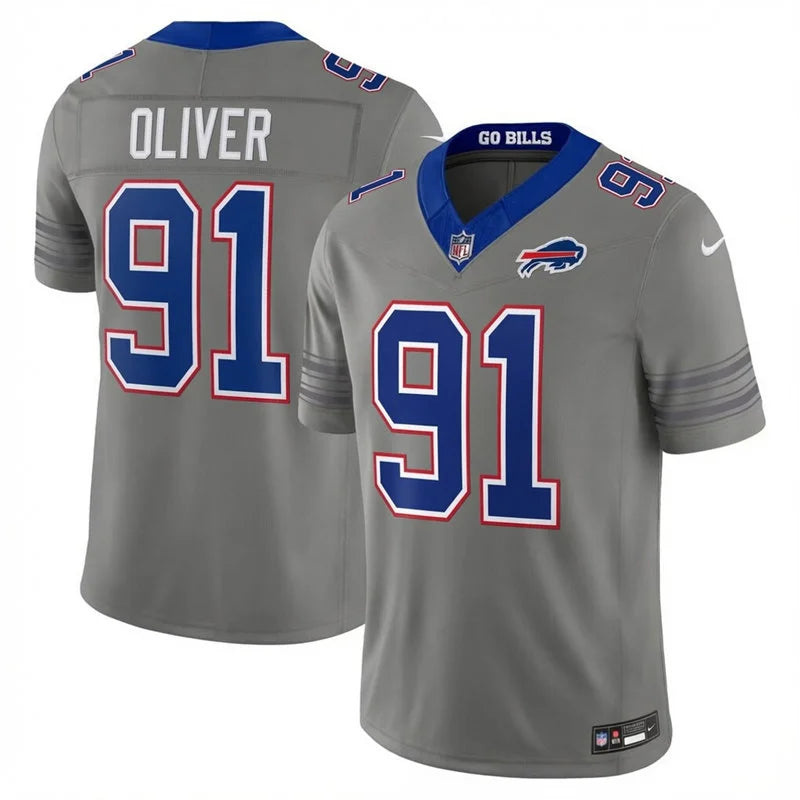 Mens Buffalo Bills #91 Ed Oliver Nike Gray Nickel City Vapor F.U.S.E. Limited Jersey
