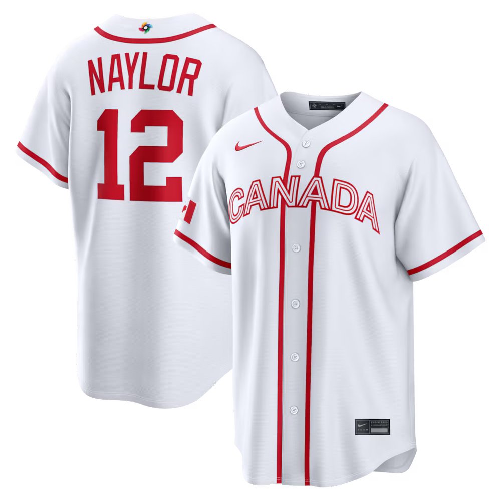 Men’s Canada Baseball #12 Josh Naylor White 2026 World Baseball Classic Home Stadium Jersey