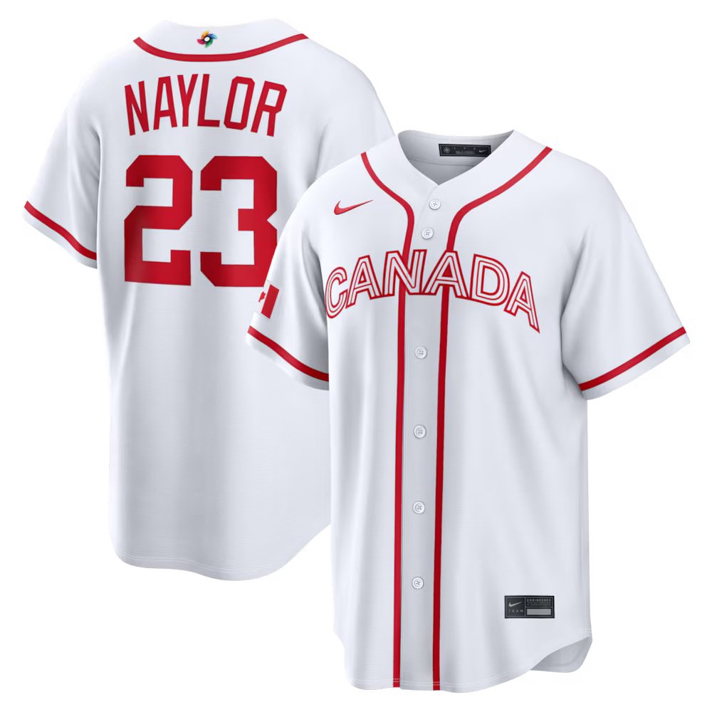 Men’s Canada Baseball #23 Bo Naylor White 2026 World Baseball Classic Home Stadium Jersey