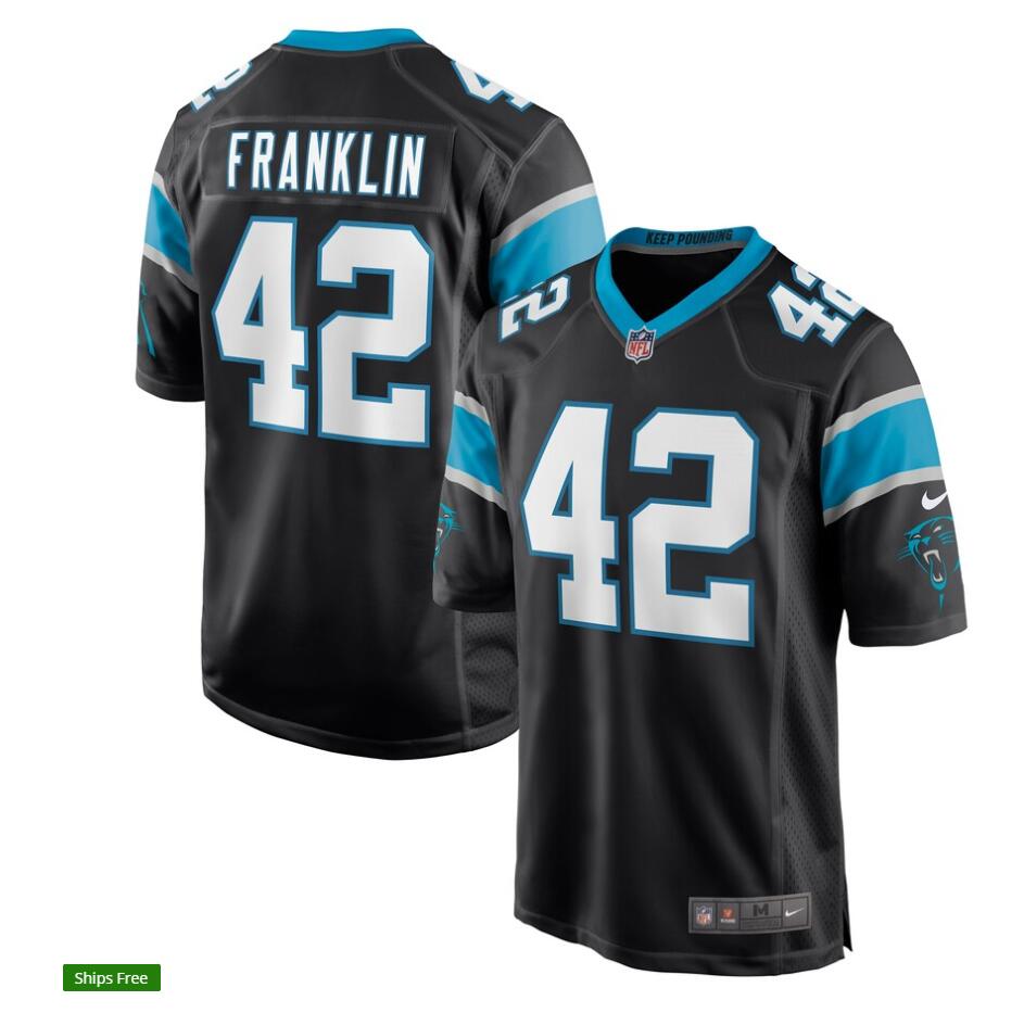 Men’s Carolina Panthers #42 Sam Franklin Nike Black Game Jersey
