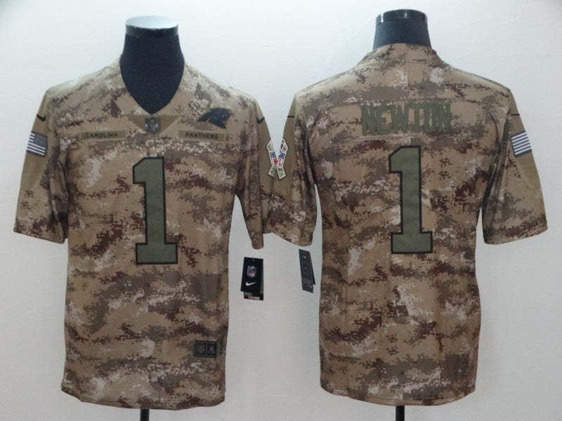 Men’s Carolina Panthers Cam Newton #1 Camouflage Jersey