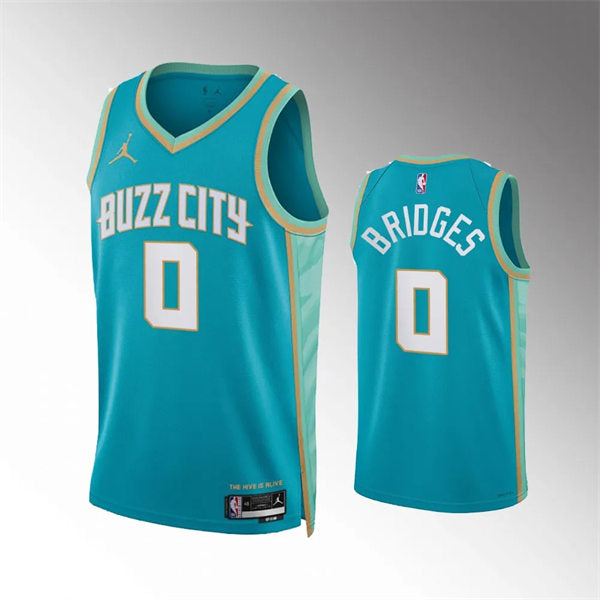 Men’s Charlotte Hornets #0 Miles Bridges 2023-24 BUZZ City Edition Swingman Jersey Teal