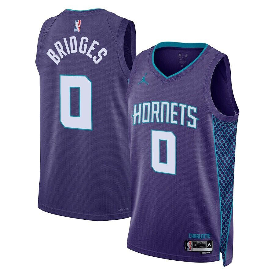 Men’s Charlotte Hornets #0 Miles Bridges Purple Statement Edition Swingman Jersey
