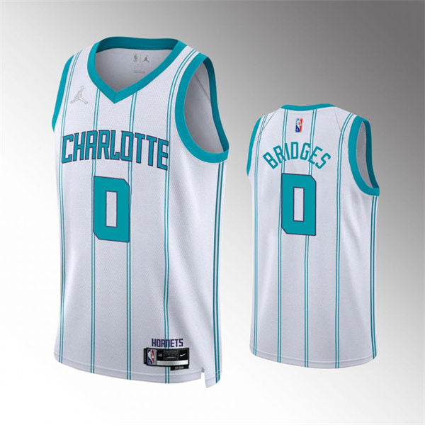 Men’s Charlotte Hornets #0 Miles Bridges White Association Edition Swingman Jersey