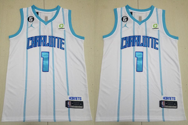 Mens Charlotte Hornets #1 LaMelo Ball 2022-23 White Association Edition Jersey