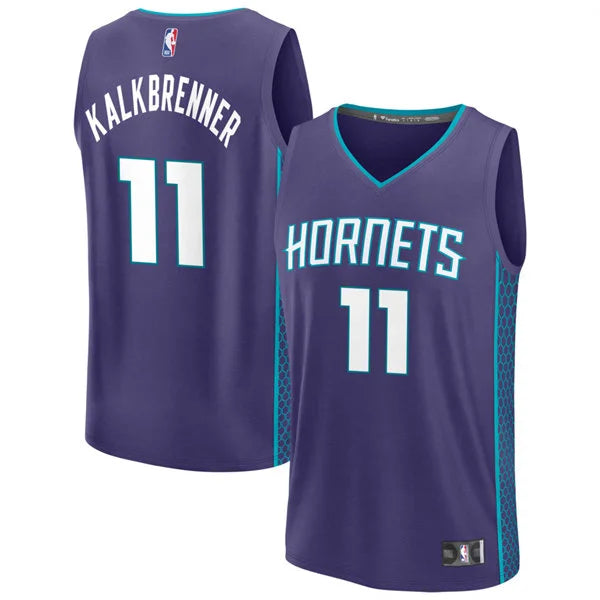 Men’s Charlotte Hornets #11 Ryan Kalkbrenner Purple Statement Edition Swingman Jersey