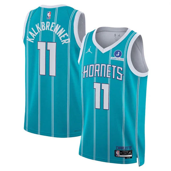 Men’s Charlotte Hornets #11 Ryan Kalkbrenner Teal Icon Edition Swingman Jersey