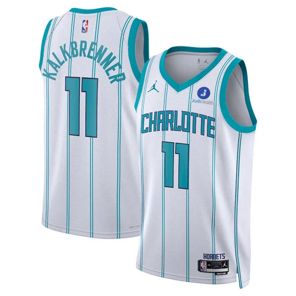 Men’s Charlotte Hornets #11 Ryan Kalkbrenner White Association Edition Swingman Jersey