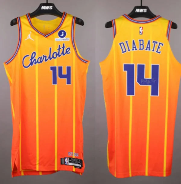 Men’s Charlotte Hornets #14 Moussa Diabate Orange 2025-26 City Edition Swingman Jersey